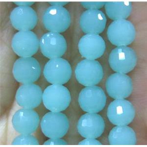 Chinese crystal glass bead, faceted round, aqua, approx 6mm dia, 72pcs per st [GSICC816]