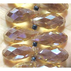 Chinese crystal glass bead, faceted teardrop, approx 12x25mm, 100pcs per st [GSICC895]