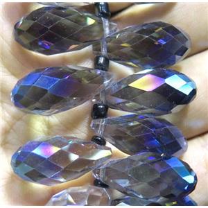 Chinese crystal glass bead, faceted teardrop, approx 12x25mm, 100pcs per st [GSICC896]