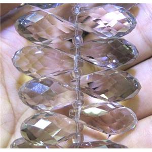 Chinese crystal glass bead, faceted teardrop, approx 12x25mm, 100pcs per st [GSICC898]