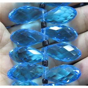 Chinese crystal glass bead, faceted teardrop, approx 12x25mm, 100pcs per st [GSICC903]