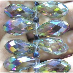 Chinese crystal glass bead, faceted teardrop, approx 12x25mm, 100pcs per st [GSICC904]