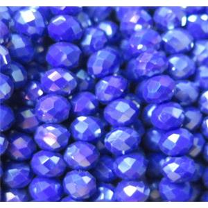 Chinese crystal glass bead, faceted rondelle, blue AB-color, approx 8mm dia, 68pcs per st [GSICC914-8MM]
