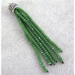 handmade tassel pendant with chinese crystal glass bead, approx 90mm length [GSICC957]