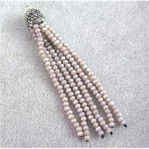 handmade tassel pendant with chinese crystal glass bead, approx 90mm length [GSICC958]
