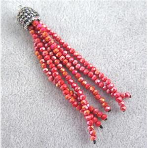 handmade tassel pendant with chinese crystal glass bead, approx 90mm length [GSICC959]