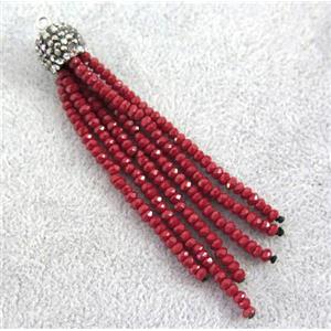 handmade tassel pendant with chinese crystal glass bead, approx 90mm length [GSICC961]
