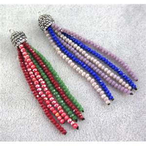 handmade tassel pendant with chinese crystal glass bead, approx 90mm length [GSICC963]