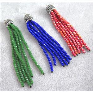 handmade tassel pendant with chinese crystal glass bead, approx 90mm length [GSICC964]