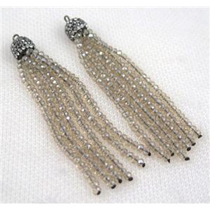 handmade tassel pendant with chinese crystal glass bead, approx 70mm length [GSICC966]