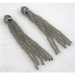 handmade tassel pendant with chinese crystal glass bead, approx 90mm length [GSICC967]