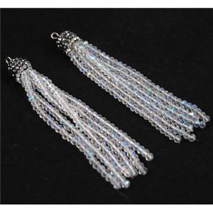 handmade tassel pendant with chinese crystal glass bead, approx 90mm length [GSICC968]