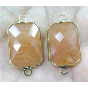 Chinese crystal glass connector, faceted rectangle, gold plated, approx 10x14mm [GSICC972-10X14MM]