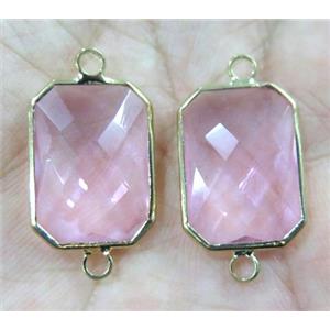 Chinese crystal glass connector, faceted rectangle, gold plated, approx 10x14mm [GSICC973-10X14MM]