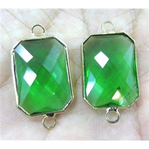 Chinese crystal glass connector, faceted rectangle, gold plated, approx 10x14mm [GSICC974-10X14MM]