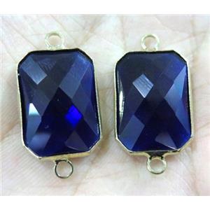 Chinese crystal glass connector, faceted rectangle, gold plated, approx 13x18mm [GSICC976-13X18MM]