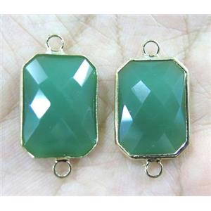 Chinese crystal glass connector, faceted rectangle, gold plated, approx 13x18mm [GSICC978-13X18MM]