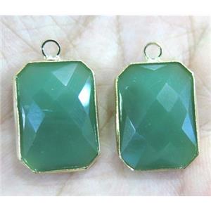 Chinese crystal glass pendant, faceted rectangle, gold plated, approx 13x18mm [GSICC990-13X18MM]