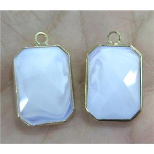 Chinese crystal glass pendant, faceted rectangle, gold plated, approx 13x18mm [GSICC991-13X18MM]