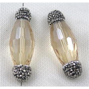 Chinese crystal glass spacer bead paved rhinestone, faceted Rice, approx 15-45mm [GSICC993]