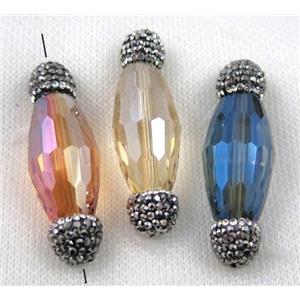 Chinese crystal glass spacer bead paved rhinestone, faceted Rice, approx 15-45mm [GSICC994]