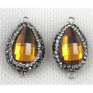 Chinese crystal glass connector paved rhinestone, faceted, approx 15-20mm [GSICC997]