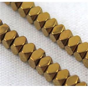 golden electroplated hematite rhombic beads, approx 3x3mm [HBOS180-3X3MM]