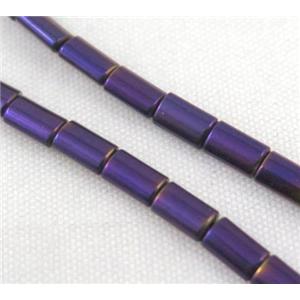 hematite tube beads, purple electroplated, approx 3x5mm [HBOS187]