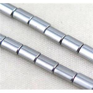 hematite tube beads, silver electroplated, approx 3x5mm [HBOS189]
