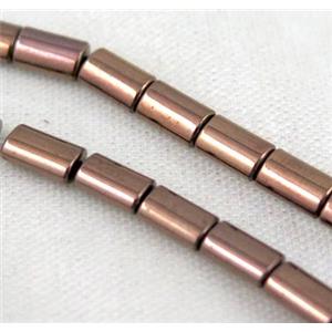 hematite tube beads, redcopper electroplated, approx 3x5mm [HBOS191]