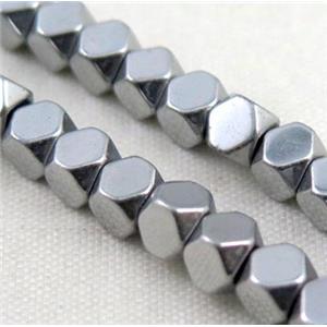 hematite beads, faceted round, silver electroplated, approx 2x2mm [HBOS200-2X2MM]