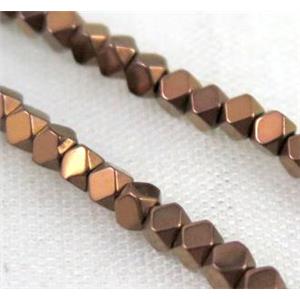 hematite beads, faceted round, redcopper electroplated, approx 4x4mm dia [HBOS201-4X4MM]