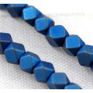 hematite beads, faceted round, blue electroplated, approx 4x4mm dia [HBOS204-4X4MM]