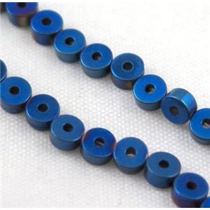hematite disc beads, blue electroplated, approx 4x2mm [HBOS213-4X2MM]