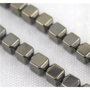 hematite cube bead, approx 4x4mm [HBOS214]