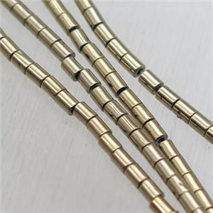 hematite tube beads, pyrited color, approx 2x2mm [HBOS216-2X2MM]
