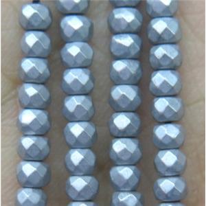 silver plated hematite beads, matte, faceted rondelle, approx 3x4mm [HBOS225]