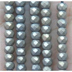 faceted rondelle matte hematite beads, lt.gold electroplated, approx 3x4mm [HBOS230]