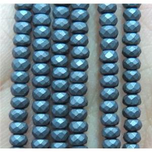 matte hematite beads, faceted rondelle, black, approx 2x3mm [HBOS234-2X3MM]