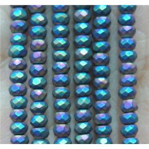 matte hematite beads, faceted rondelle, rainbow electroplated, approx 2x3mm [HBOS235-2X3MM]