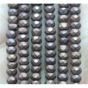 matte hematite beads, faceted rondelle, chocolate, approx 2x3mm [HBOS237-2X3MM]