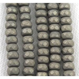 matte hematite beads, faceted rondelle, pyrite color electroplated, approx 2x3mm [HBOS239-2X3MM]