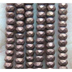 matte hematite beads, faceted rondelle, antique red electroplated, approx 2x3mm [HBOS241-2X3MM]
