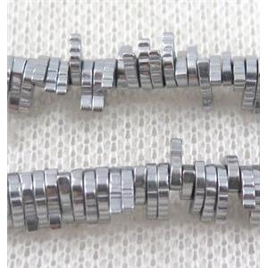 hematite beads, leaf, platinum plated, approx 7x1mm [HBOS270]