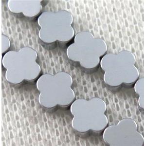 Hematite Clover Beads, silver plated, approx 13mm dia [HBOS346-13MM]