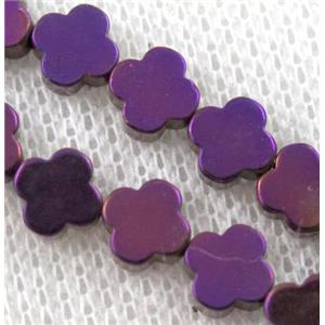 purple Hematite Clover Beads, approx 13mm dia [HBOS347-13MM]