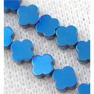 blue Hematite Clover Beads, approx 4mm dia [HBOS348-4MM]