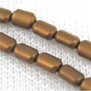 mattecoffeehematitetubebeads, flatbarrel, approx 6x9mm [HBOS420-6X9MM]