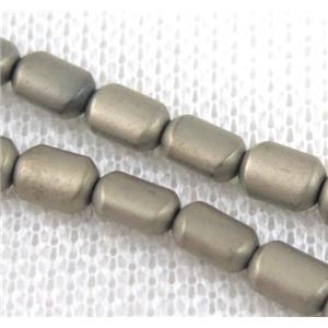 hematite tube beads, matte, pryite color, flat barrel, approx 6x9mm [HBOS422-6X9MM]