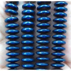 hematite disc heishi beads, blue electroplated, approx 3x10mm [HBOS506-10MM]